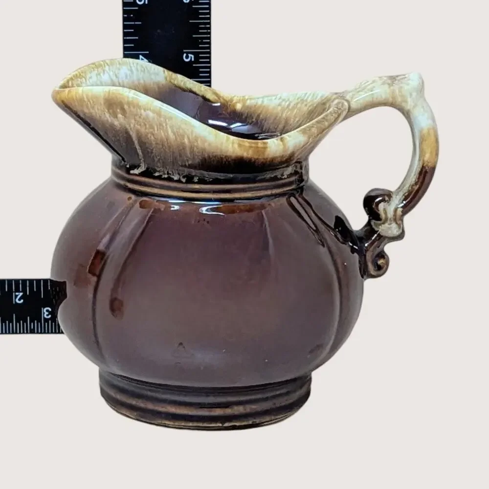 1970s McCoy Brown Drip Glaze Ceramic Pitcher